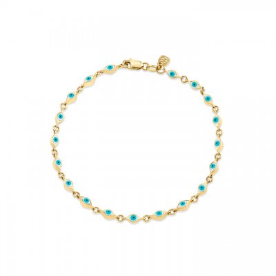 Gold & Enamel Mini Evil Eye Bracelet