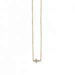 Gold & Pave Diamond Tiny Cross Necklace