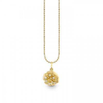 Gold & Diamond Peony Charm