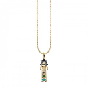 Gold & Multicolor Gemstone Maria Doll Charm