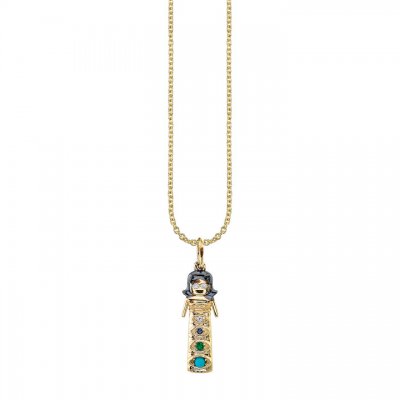 Gold & Multicolor Gemstone Maria Doll Charm