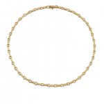 Gold & Diamond Round Rectangle Link Necklace