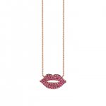 Gold & Ruby Lips Necklace