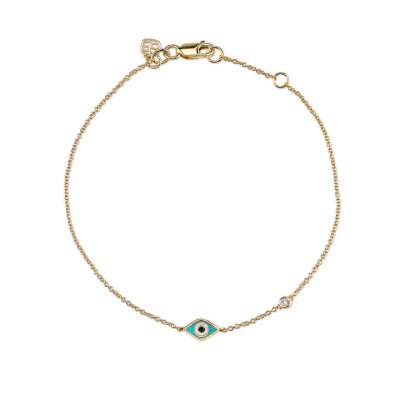 Little Loves Gold & Turquoise Mini Enamel Evil Eye Bracelet