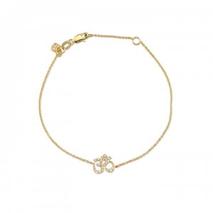 Gold & Pave Diamond Om Bracelet