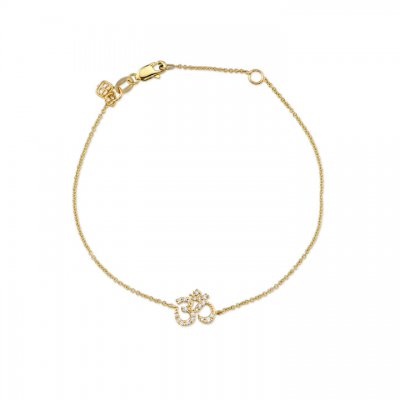 Gold & Pave Diamond Om Bracelet