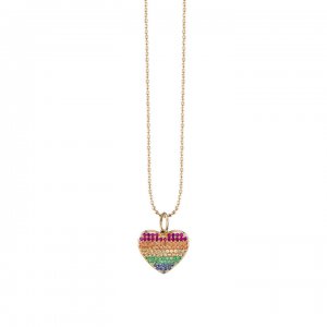 Gold & Rainbow Heart Charm