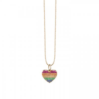 Gold & Rainbow Heart Charm