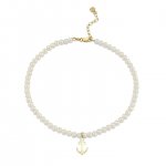 Pure Gold Tiny Anchor Anklet on Fresh Water Pearls