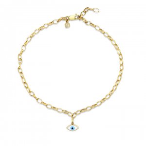 Gold & Enamel Evil Eye Anklet