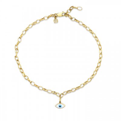 Gold & Enamel Evil Eye Anklet