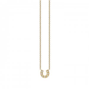 Little Loves Gold & Diamond Small Horseshoe Necklace