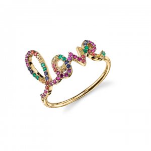 Gold & Pave Rainbow Large Love Ring