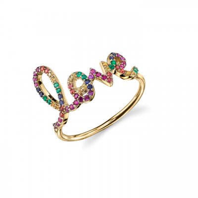 Gold & Pave Rainbow Large Love Ring