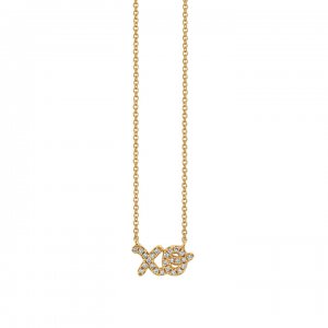 Gold & Pave Diamond XO Script Necklace