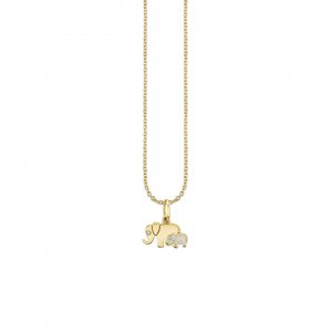 Gold & Enamel Elephant Family Charm