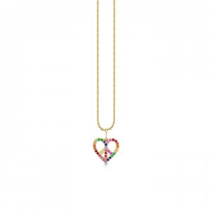 Gold & Rainbow Small Peace Heart Charm