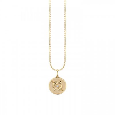 Gold & Diamond Pisces Zodiac Medallion