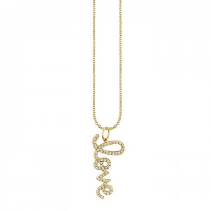 Gold & Diamond Medium Love Charm Necklace