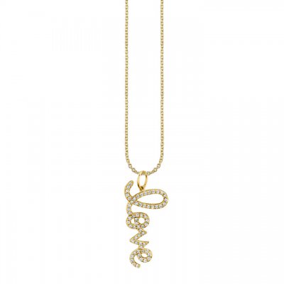 Gold & Diamond Medium Love Charm Necklace