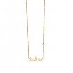 Gold Plated Sterling Silver Taken Necklace with Bezel-Set Diamond