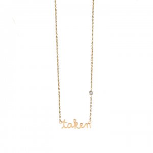 Gold Plated Sterling Silver Taken Necklace with Bezel-Set Diamond