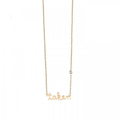 Gold Plated Sterling Silver Taken Necklace with Bezel-Set Diamond