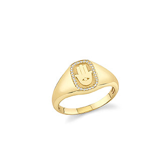 Men's Collection Gold & Diamond Hamsa Icon Signet Ring